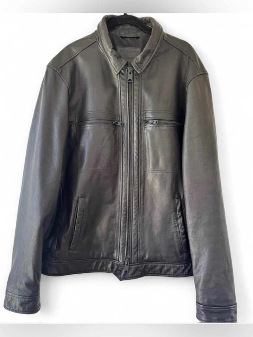 All Saints Black Leather Lark Jacket